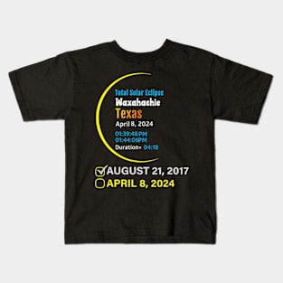 2024 Total Solar Eclipse April 8 In Texas Waxahachie Kids T-Shirt